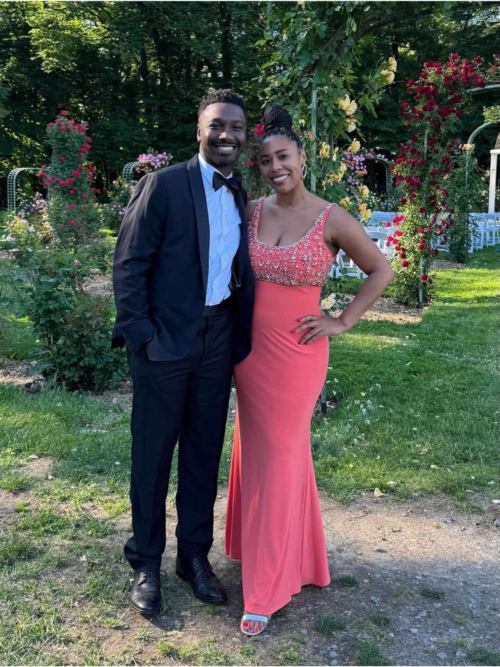 Mac Duggal Coral Beaded Bodice Evening Gown